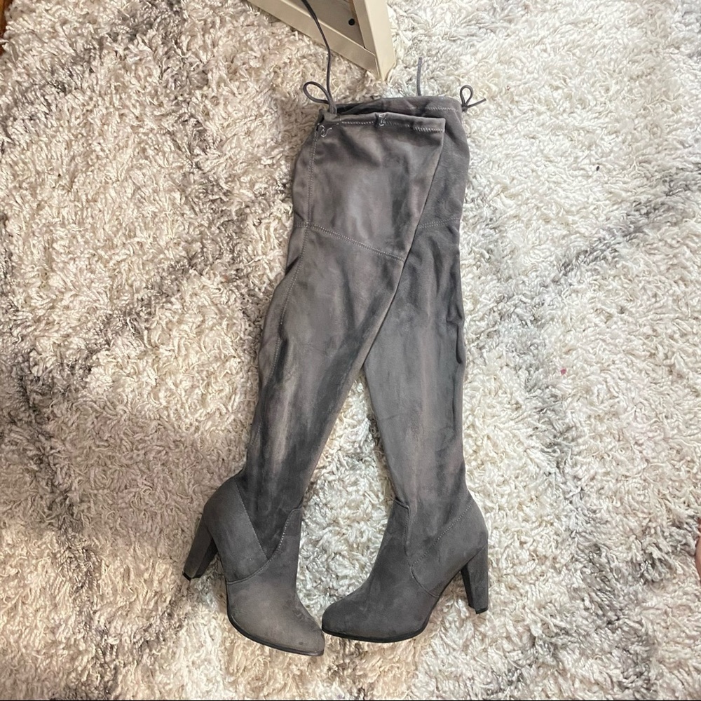 Over the Knee Grey Suede Boots!